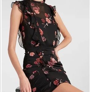 Express Floral Print Ruched Mini Dress